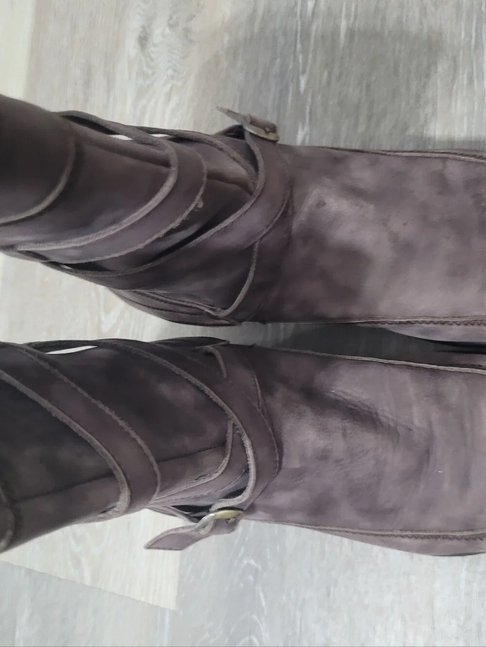 Mid Calf Suede Moccasin Style Boot Size 39 8.5 Fall Western Buckle Gorpcore